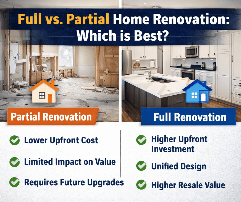 full vs partial home renovation cost comparison Markham